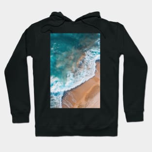 Wild wave crashing on a beach - Aerial Landscape Photography Hoodie